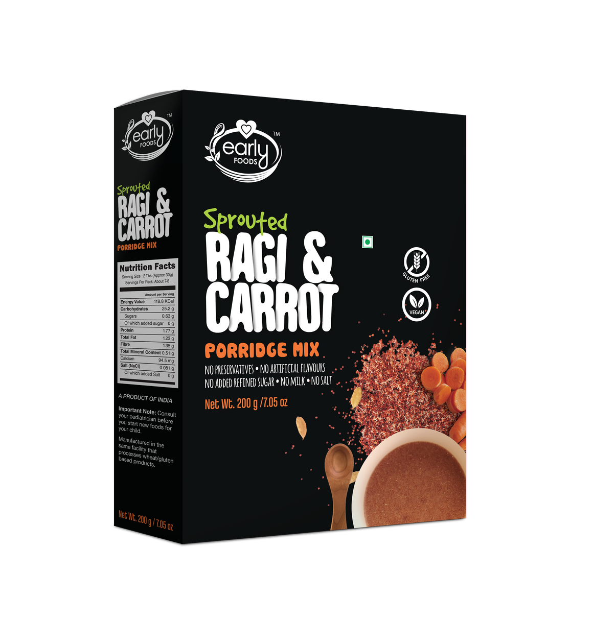 Sprouted Ragi Carrot Porridge Mix