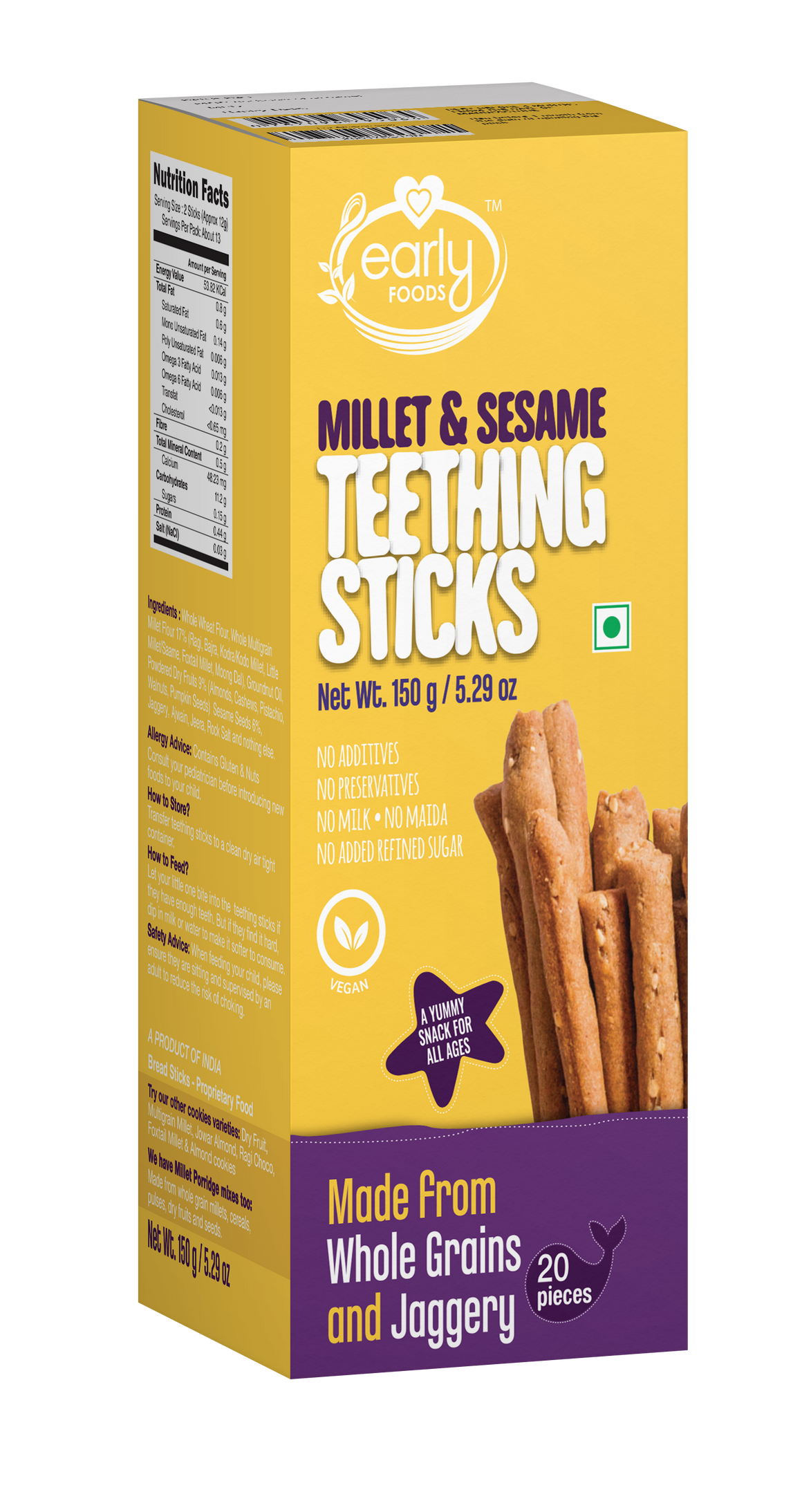 Millet & Sesame Jaggery Teething Sticks 150g